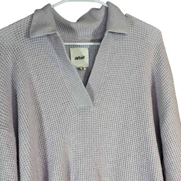 Aerie Lavender Purple Waffle Knit Oversized Sweater Size S - Picture 5 of 6